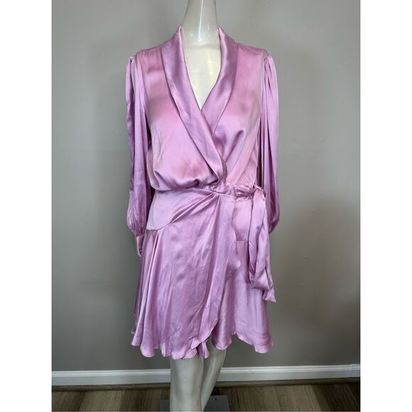 NWT Zimmermann Silk Wrap Mini Dress in Musk Size Zimmermann 0 (US4) $595 - Picture 4 of 11